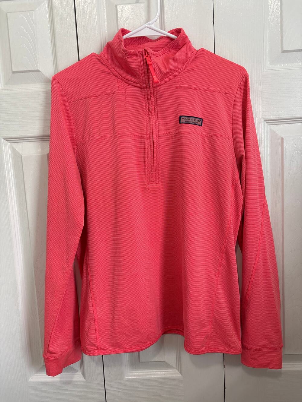 Vineyard Vines Hot Pink Stripe Shep Pullover Half Zip Shirt Medium